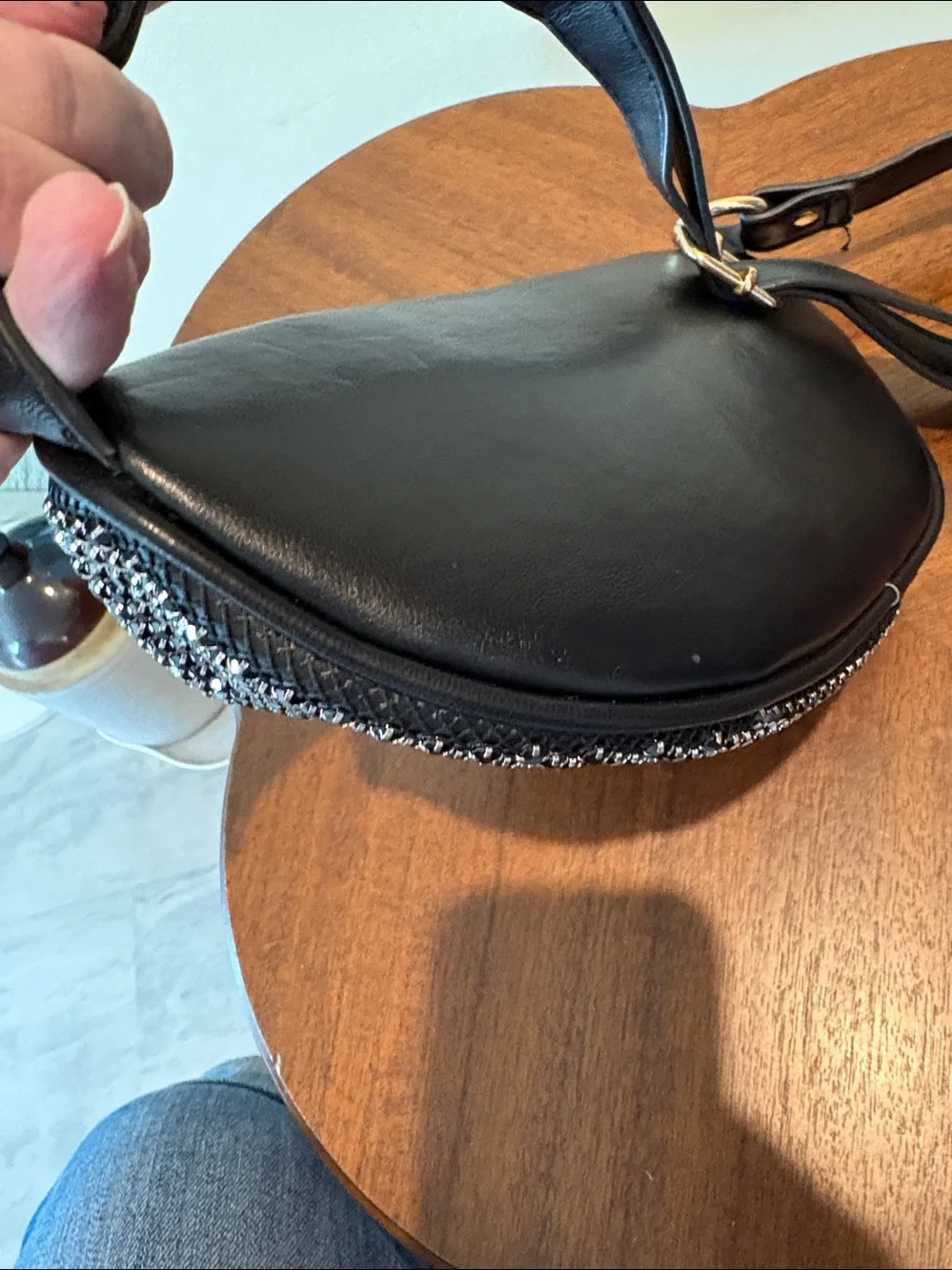 Belt bag Crystal Zip Bag black/gold crystals black trim heavy duty sparkly